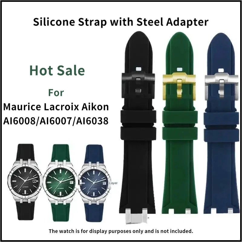 حزام ساعة مطاطي للرجال محول من الفولاذ المقاوم للصدأ لساعة موريس لاكروا أيكون AI6008/AI6007/AI6038/ساعة حزام سيليكون ناعم معدل #1