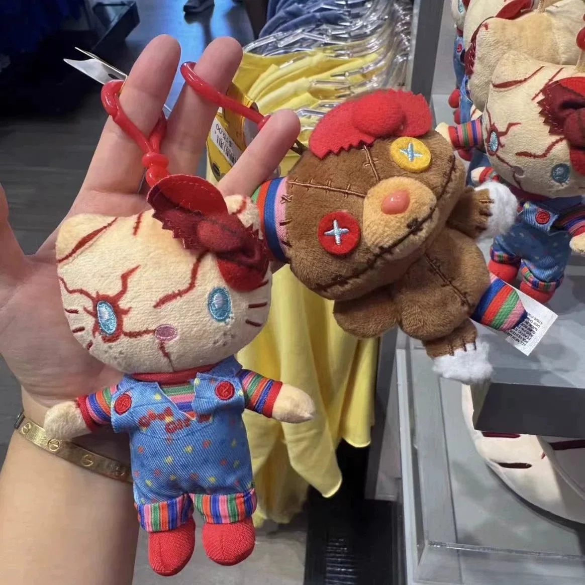 

Anime Hello Kitty Plush Kawaii Action Figure Toys Chuacky Doll Cute Pendant Keys Girl Halloween Christmas Birthday Gifts