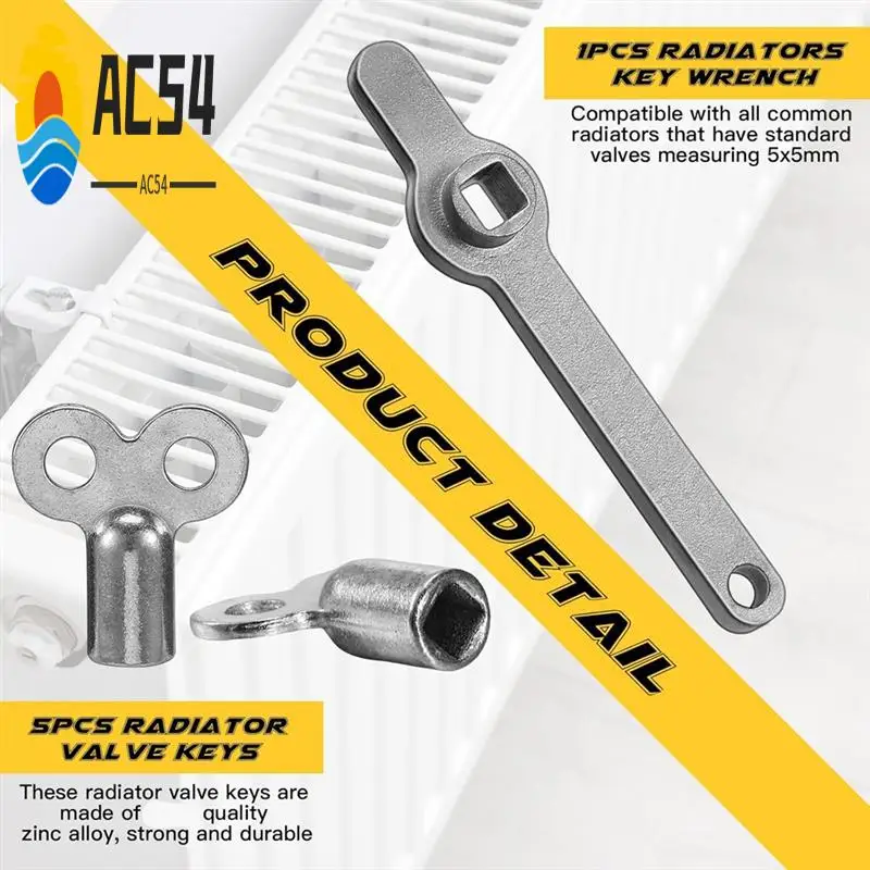 

AC54-6 шт. ключи для прокачки радиаторов, вентиляционная ручка радиатора и 5 ключей для прокачки с двойным отверстием для обогревателей