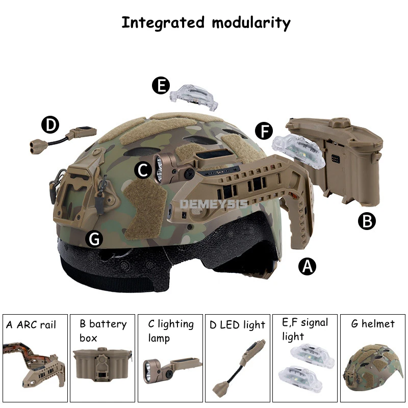 Casco táctico Modular ARC Rail con luz LED señal – Airsoft combate - imagen 3