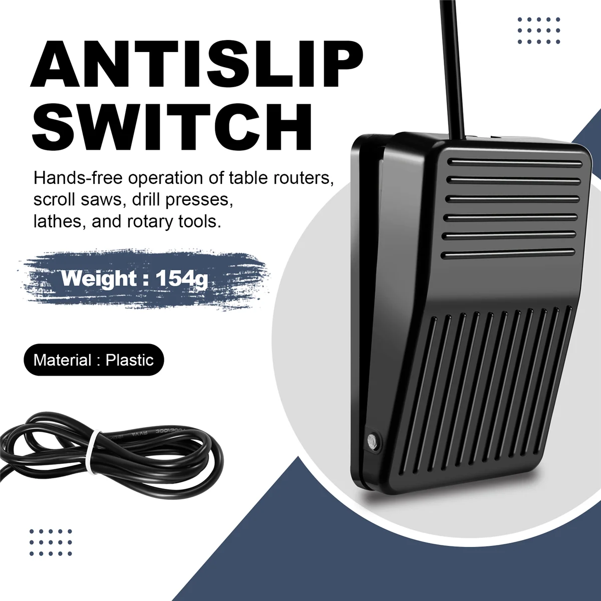 AC 250V 10A SPDT NO NC Antislip Plastic Momentary Power Foot Pedal Switch Black