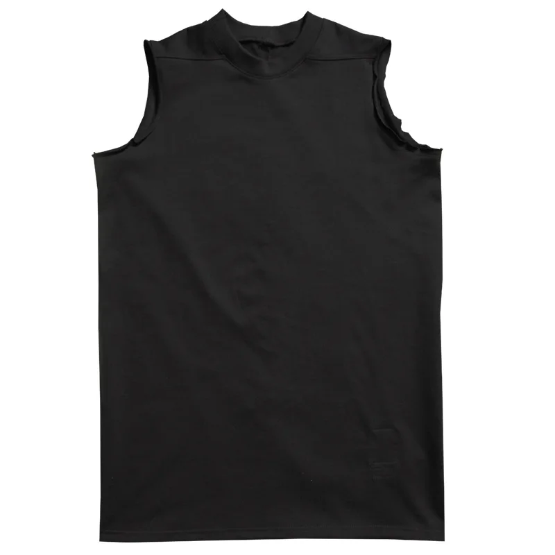 RO25 Summer Men's Sleeveless Sports and Fitness Tees Tank Tops Loose Fitting Shoulder Round Neck Tanks Pure Cotton Black Top