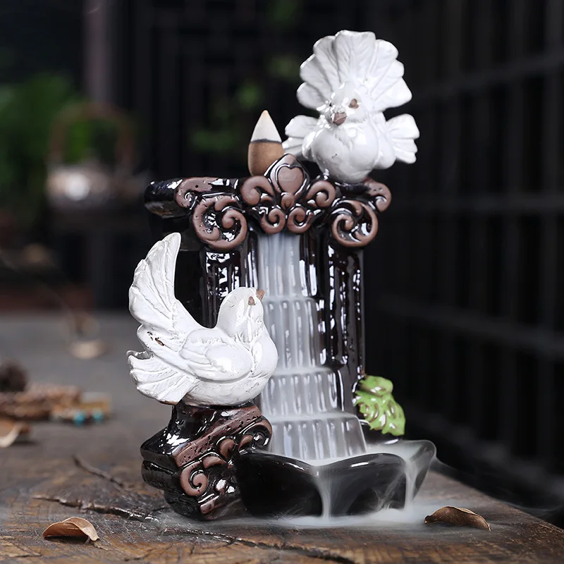 Ceramic Handicrafts Flying Waterfall Backflow Incense Censer For Home Decor Aromatherapy Ornament