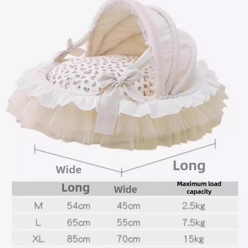 

Detachable Washable Puppy Indoor Dog Cat Bed Soft Lace Bow Kitten Princess Bed with Luxury Covered Pet Products
