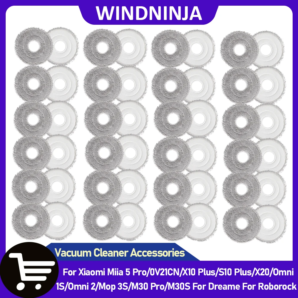 For Xiaomi Mijia 5 Pro/OV21CN/X10 Plus/X20/Omni 1S/Mop 3S/M30 Pro/M30S Robot Mop Cloths Parts For Dreame/Roborock Vacuum Cleaner