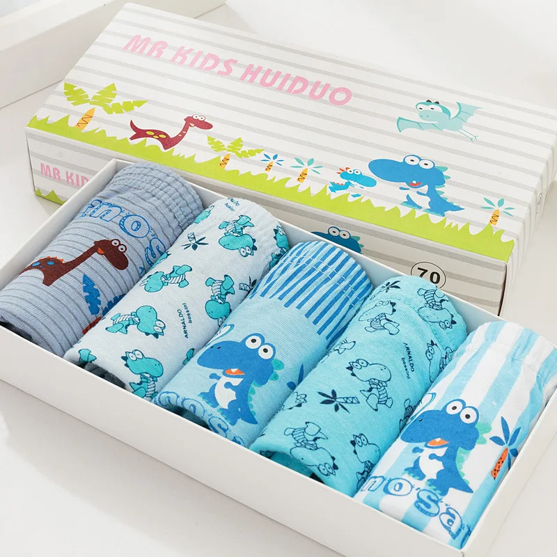 5 Packs Boys Briefs Toddler Boys Underwear Soft Breathable Cotton Dinosaur Cute Underpants 2-11Y