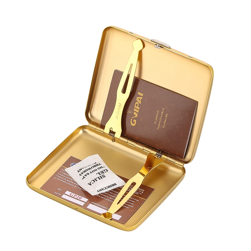 Portasigarette semplice in lega di rame ultrasottile 16 sigarette con coperchio ribaltabile Scatola portasigarette con clip portatile Regali per le vacanze degli uomini