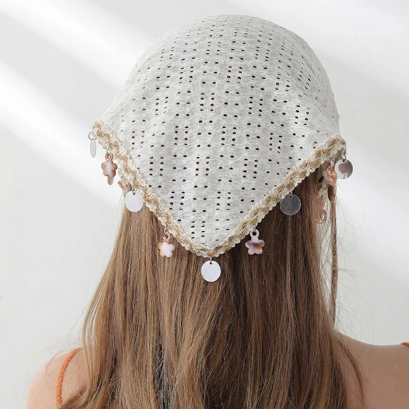 1/2pcs French Vintage Hollow Flower Headband – Lace Floral Hair Wrap for Boho Style.
