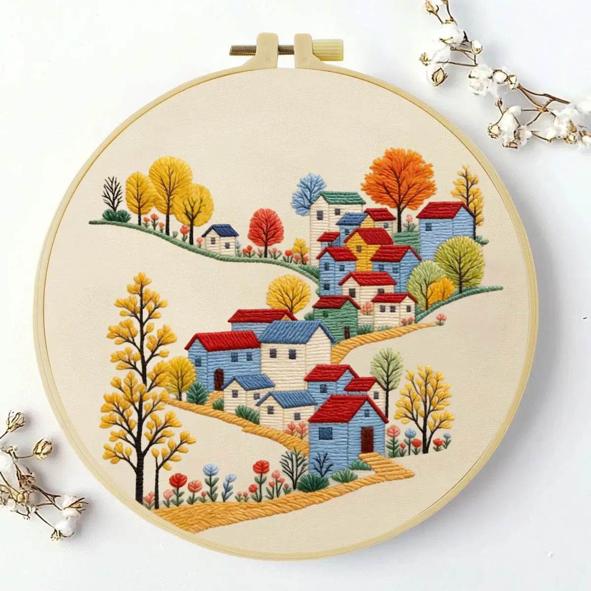 1 Stück 20X20CM/15X15CM 7,87/6,3 Zoll Stickerei-Starter-Kit für ländliche Gebiete DIY-Kit DIY-Stickerei-Kit Handarbeiten Nadelkunst – Detail 2