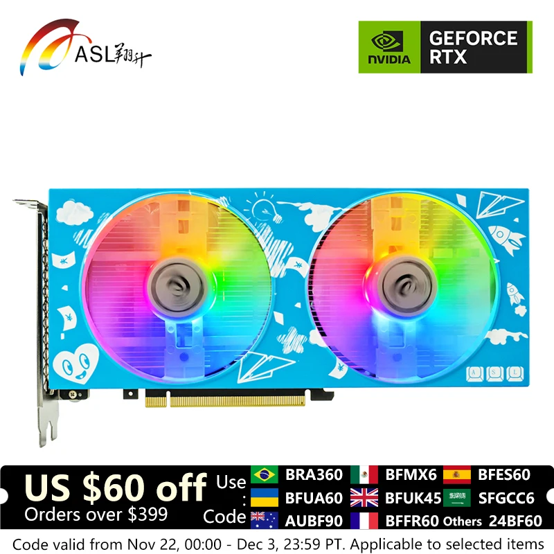 ASL Brand New Gaming Video Card Graphics Card NVIDIA GeForce RTX 4060 8GB GDDR6 128Bit PCI-E 4.0 With HDMI-compatible DP For PC