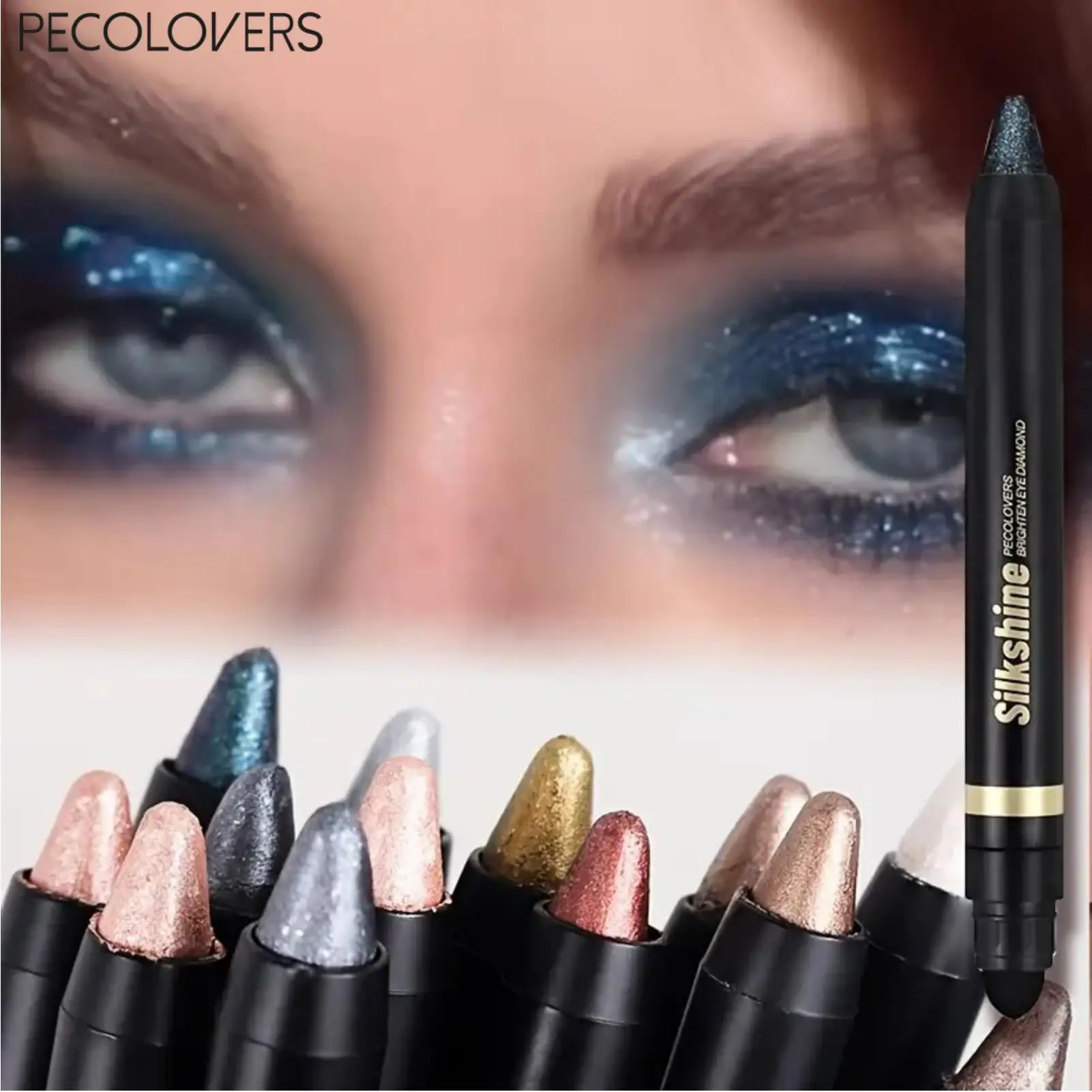 20PCS Glitter Shimmer Eyeshadow Stick Pack, Smooth Waterproof Metallic Eye Crayon, Vibrant Multi Colors Long Wear Eye Makeup