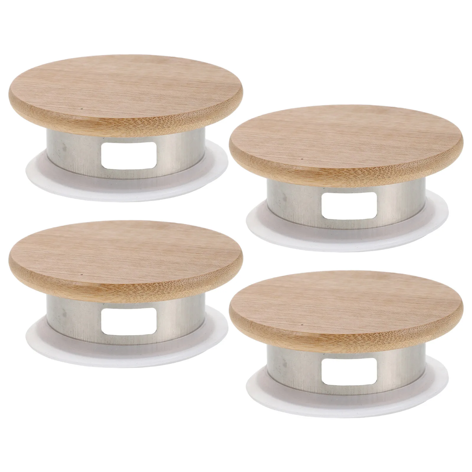 

4pcs Cold Water Jug Lids Replacement Stainless Steel Bamboo Cover For Glass Pitcher Kitchen Sealing Cap Reusable Carafe Lid