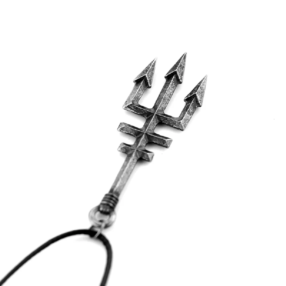 Trident Inverted Cross Pendant Necklace For Women Men Alloy Chain Pendant Jewelry Gift