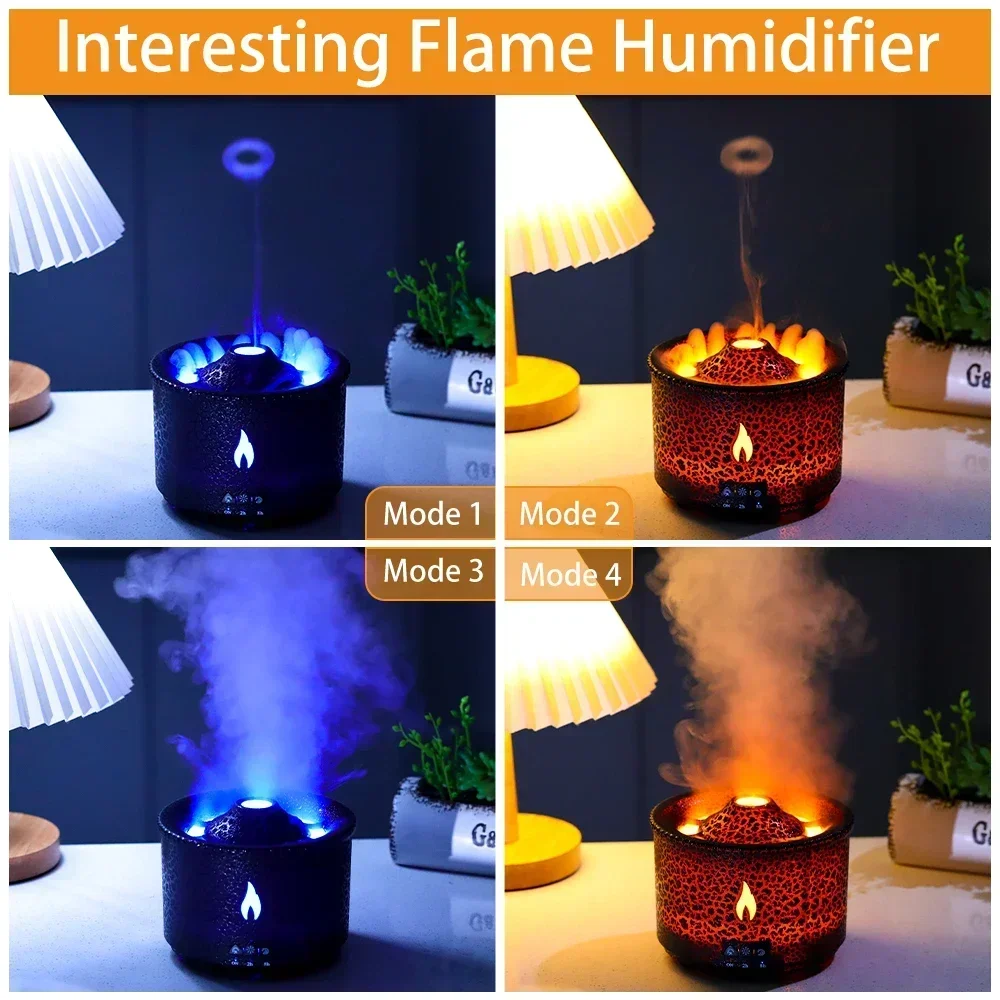 Intelligent Volcano Aromatherapy Diffuser Multi-function flame humidifier, large capacity ultrasonic diffuser