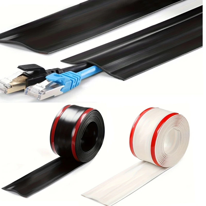 Self-Adhesive Cable Protector PVC Wire Protection Strip Insulation Cord Protection Cover Wear Resistant Prevent Trip Organizers