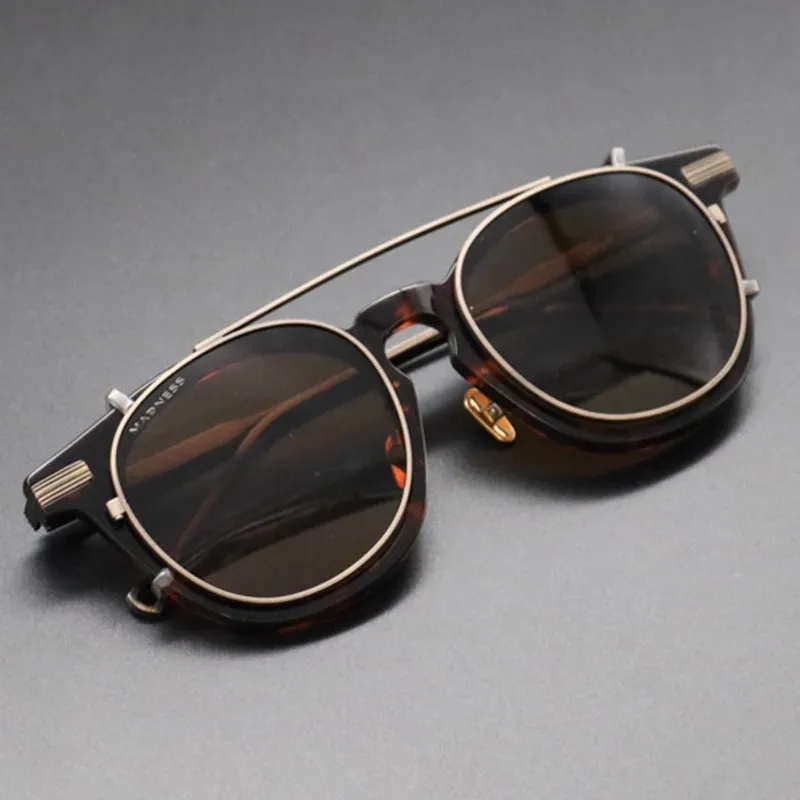 

Japanese Brand Magnetic Polarized Sunglasses for Men Handmade Titanium Acetate Frame Eyewear UV400 Classic Clip-On Sun Glasses
