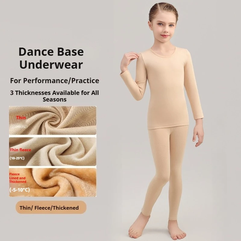 

【NEW Upgraded】Girls Thermal Ballet Leotard Flesh Color Invisible Dancewear Anti-Pilling Practice Wear Kids Thermal Underwear
