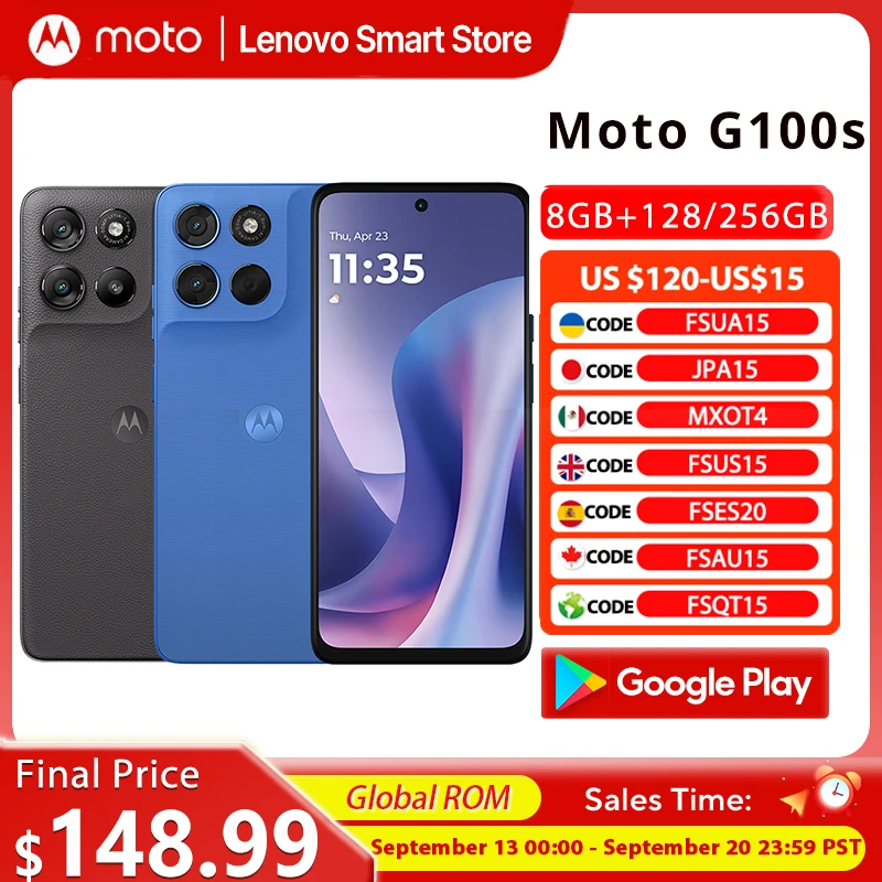 Global ROM Motorola Moto G100s 5G SmartPhone 6.72-inch FHD+ 120Hz Eye Protection LCD Screen 7000mAh Snapdragon 6s Gen4 Cellphone