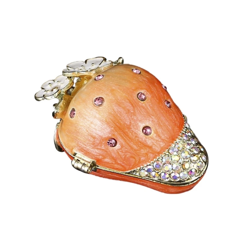 HX6F Strawberry Jewelry Organizers Box Secure Storage Compartments Sturdy Metal