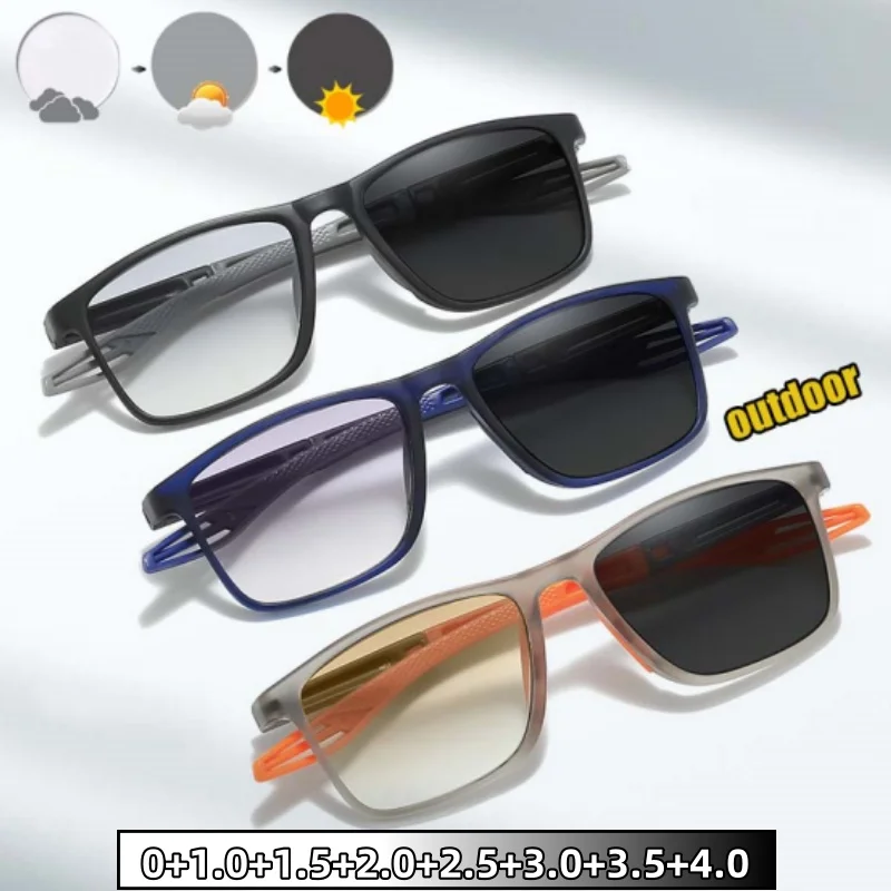 

New Sports Gradient Color Photochromic Presbyopia Eyeglasses Blue Light Blocking Reading Glasses and Sunglasses 2 in 1