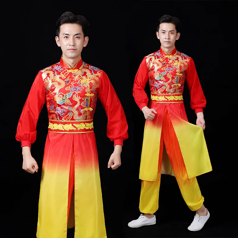 Adult drum costumes for men and women water drum performance costumes for new Yangko dance costumes for waist drum teams