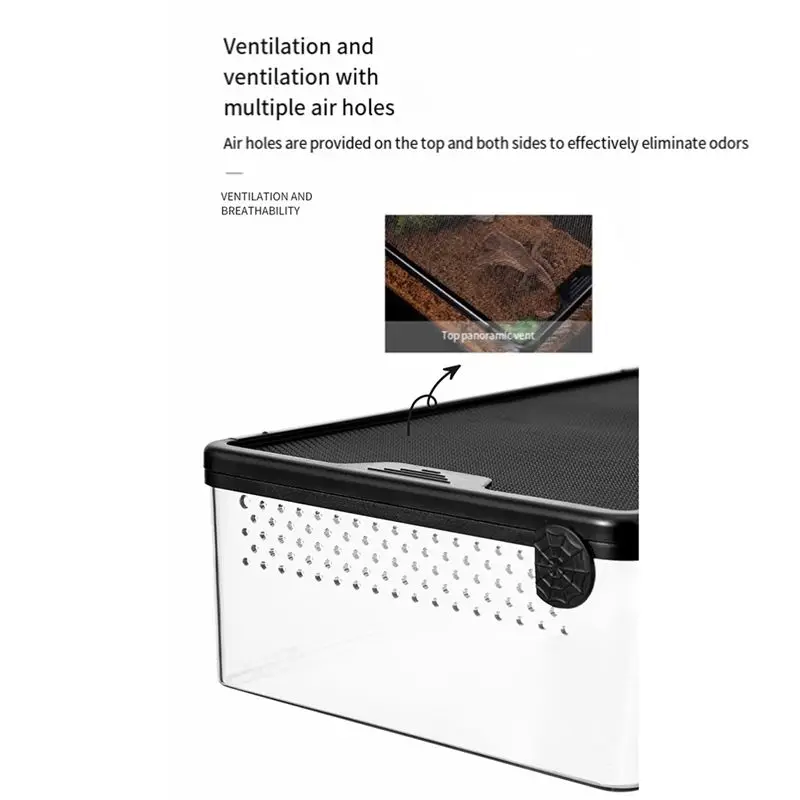 AEE4-Transparent Reptile Feeding Box Amphibian Insect Reptile Breeding Box Ventilation Hatching Container Reptile Breedingbox