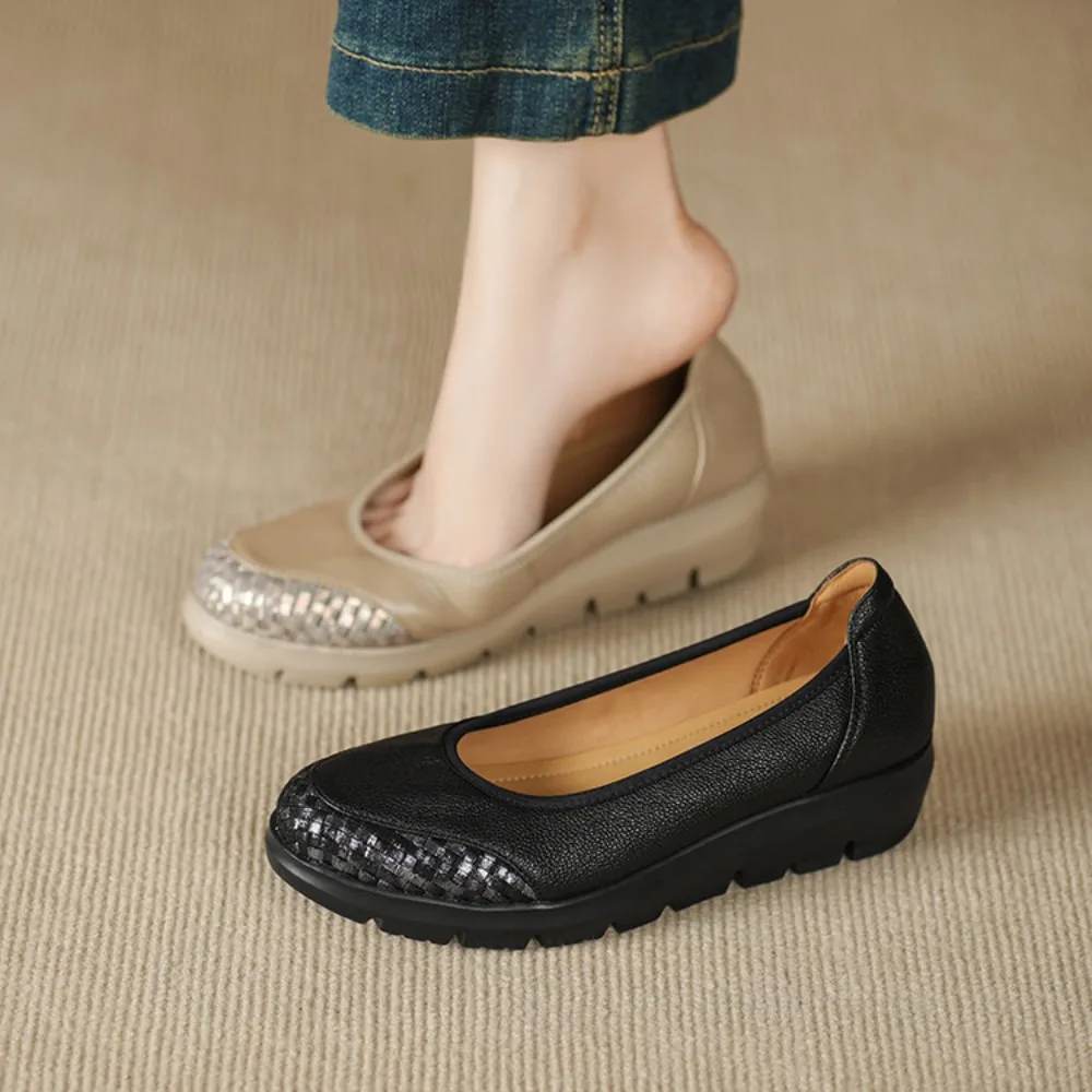 Women Shoes Nurse Loafers Shoes Classics Flats Zapatos Mujer Comfortable Flat Shoes Women Black Casual Leather Women's Footwear