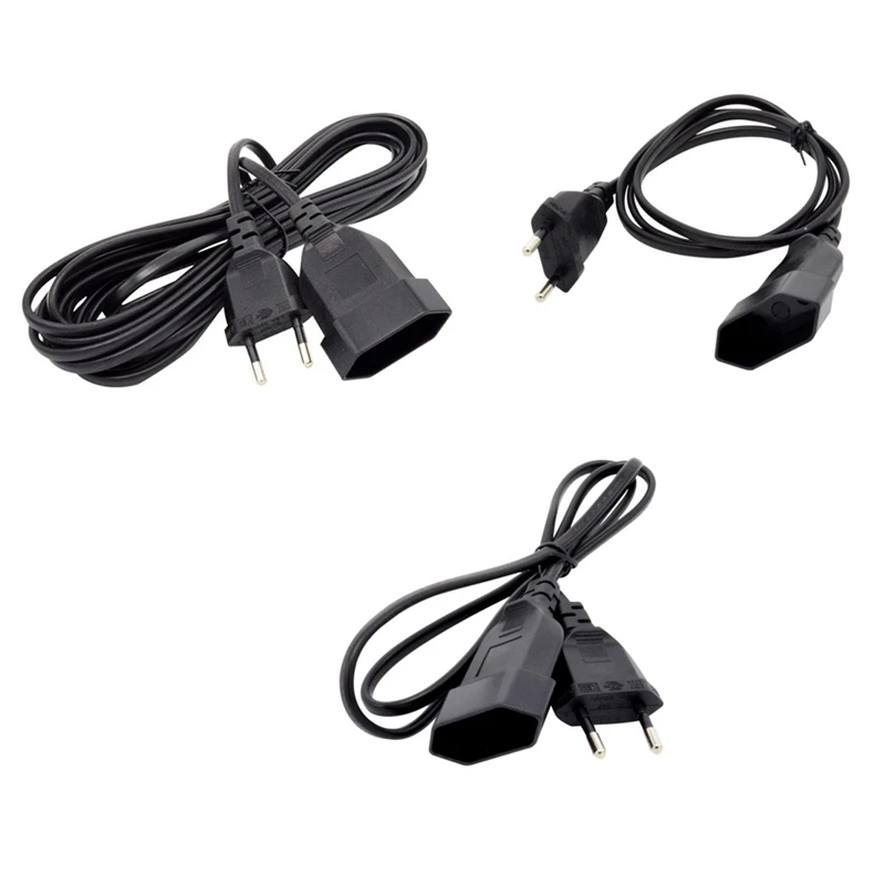 European EU 2 Prong Male To Female Power Extension Cord Cable For PC Computer PDU UPS