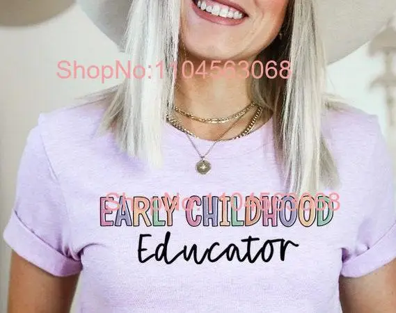 Wczesna edukacja T-shirt z edukatorem przedszkola Dostawca nauczyciela Edukacja Maluch Podstawowe długie lub krótkie rękawy