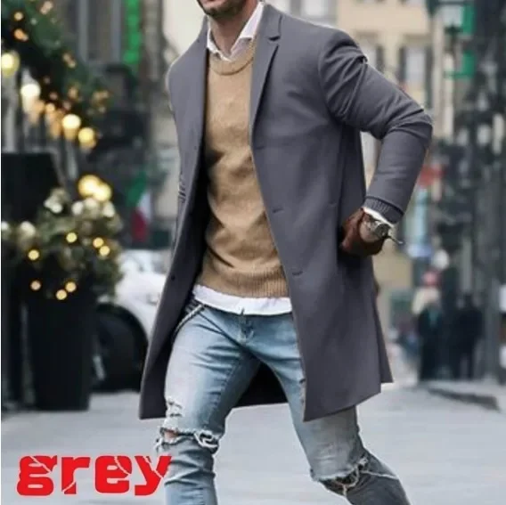 Chaqueta de Otoño Invierno para hombre, abrigo con cuello vuelto y botones, Color sólido, manga larga, moda informal, cálido, cómodo, estándar Regular