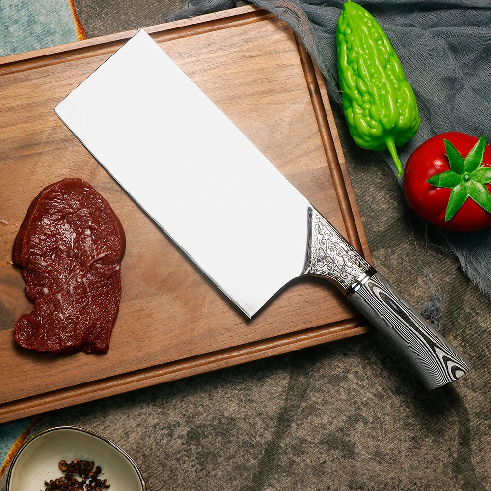 

8 Inch Slicing Knife VG10 Steel Blade Chef Cleaver Mulberry Sang Knife For Cutting Vegetable Meat Fish Hotel Special Cutters