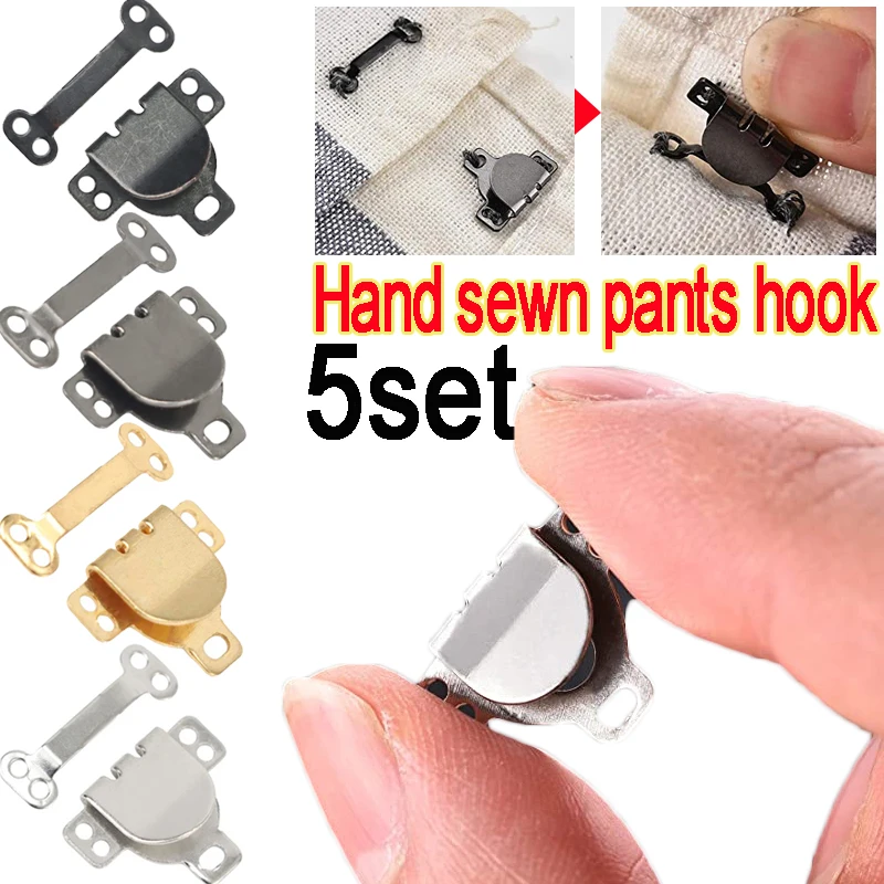 5 Set Metal Hand Sewn Pants Hook Invisible DIY Sewing Cloth Tool Fastener Connector Waist Buckles Sewing Decoration Accessories