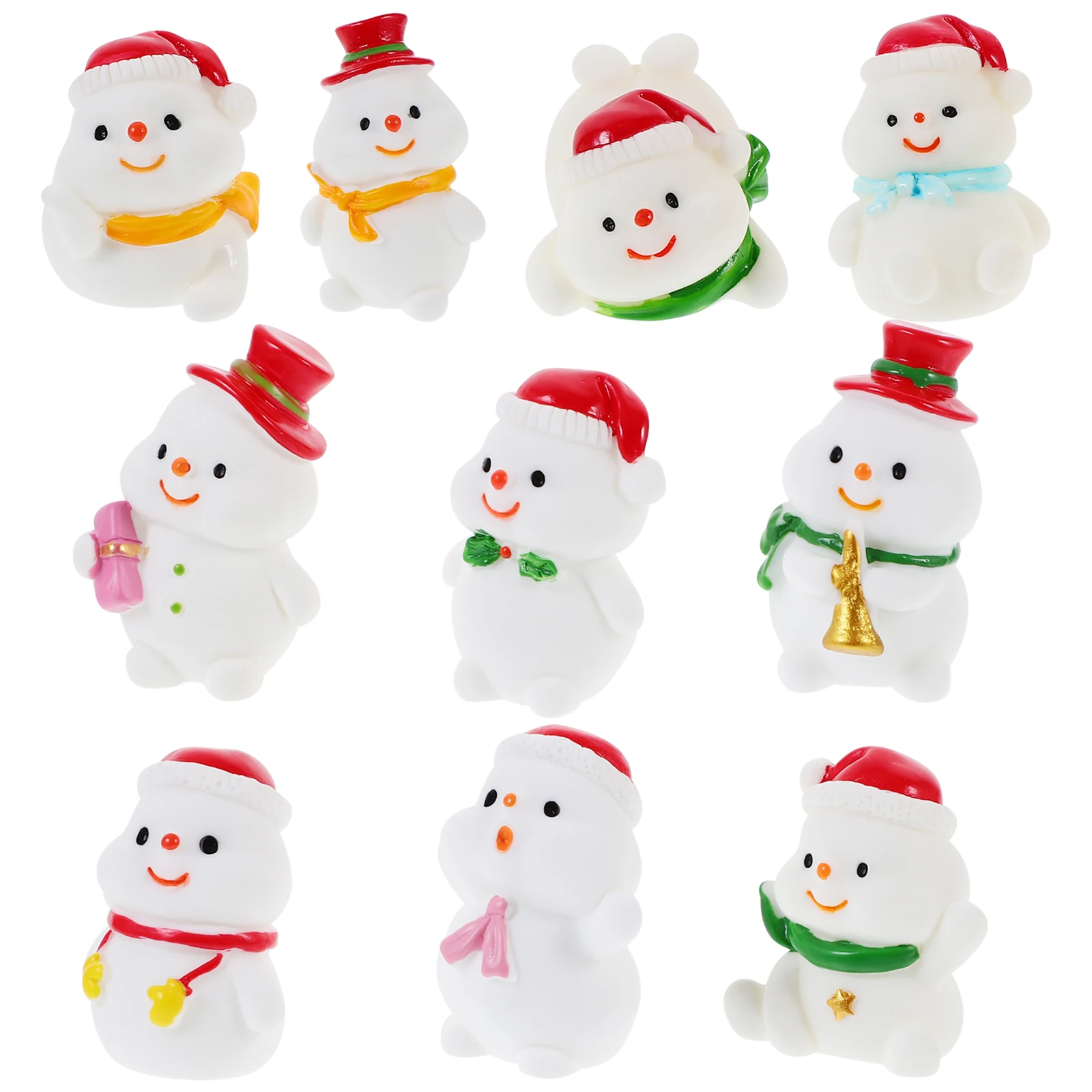 

10pcs Mini Snowman Figurines Resin Christmas Decorations Santa Claus Ornaments Landscape Garden Statue Sculpture Xmas Gifts