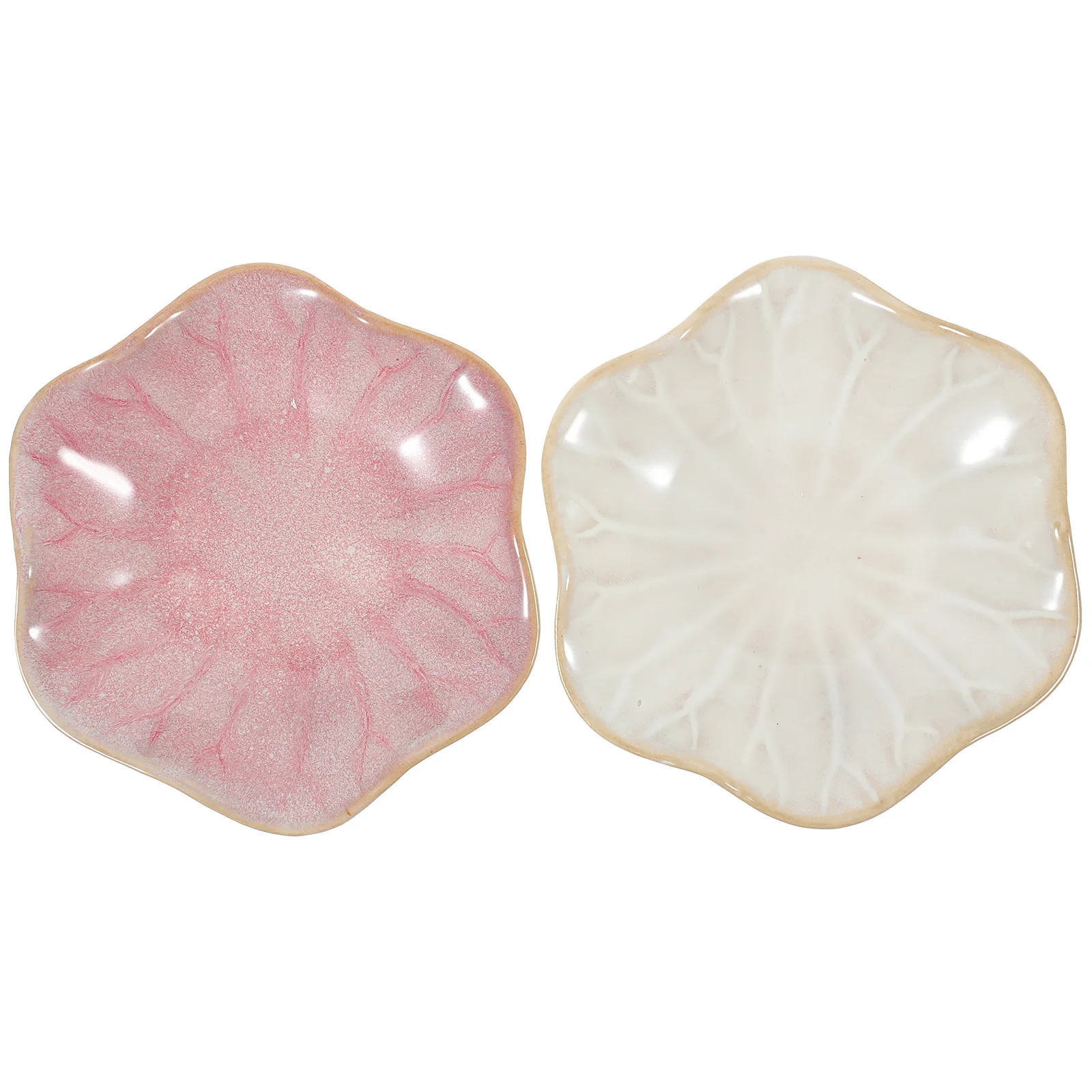 2Pcs Elegant Lotus Flower Jewelry Tray Ceramic Ring Dish Exquisite Texture Home Bathroom Coffee Table Decor Jewelry Holder