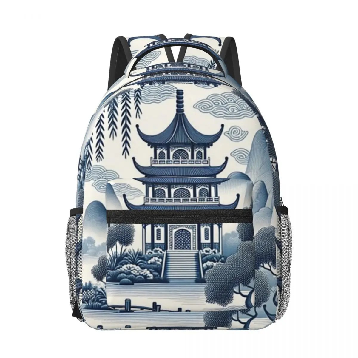 

Timeless Tranquility Traditional Chinese Willow Backpacks Boys Girls Bookbag School Bag Portability Travel Rucksack Shoulder Bag