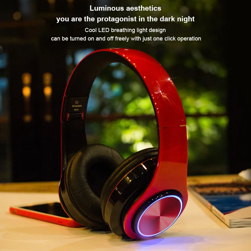 Wireless Bluetooth 5.0 Headphone With Microphone On-Ear Headset Stereo Sound Earphones Sports Gaming Foldable Headphones B39