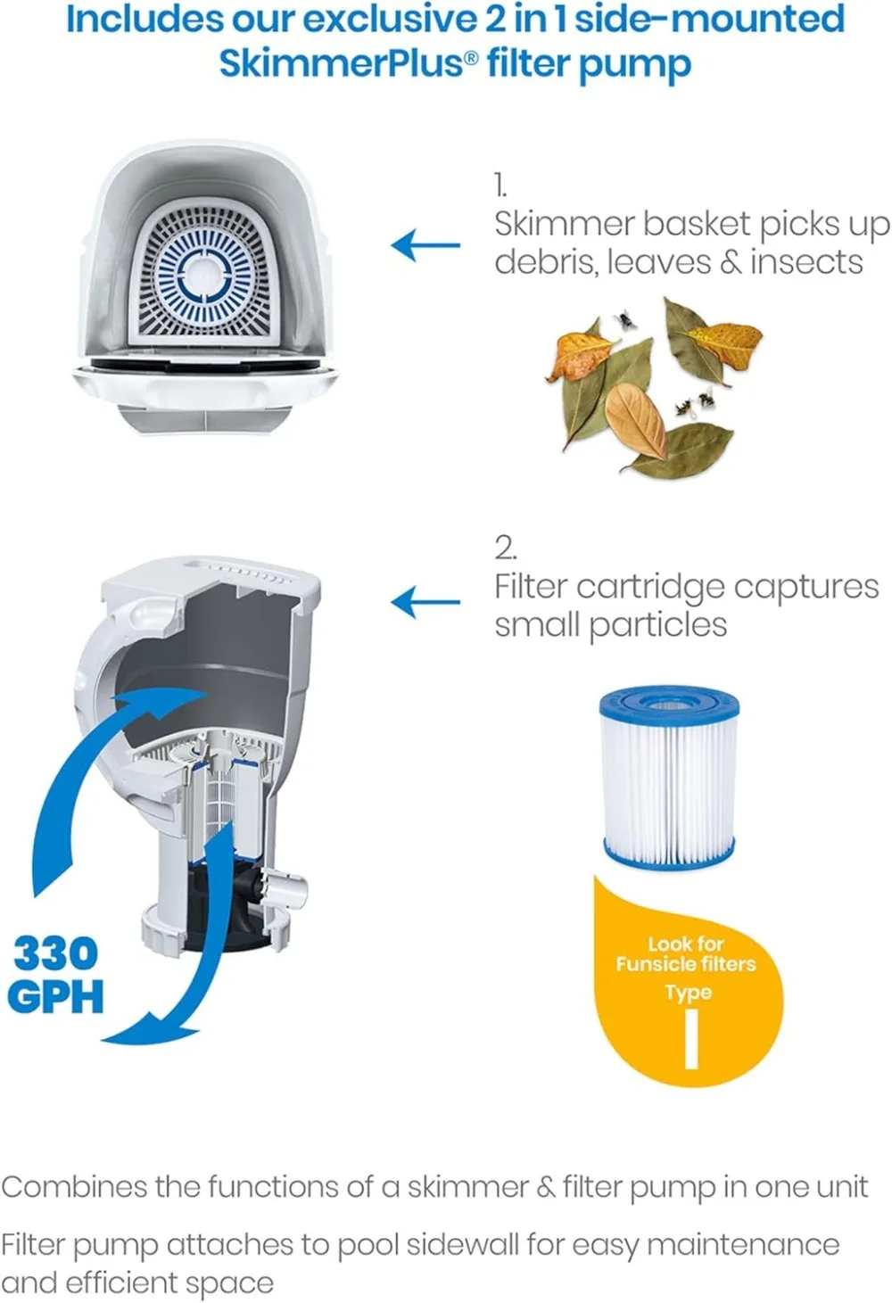 8' x 30" rundes oberirdisches Schwimmbad-Set mit 2-in-1-Filterpumpe – einfache Einrichtung für den Fu im Hinterhof