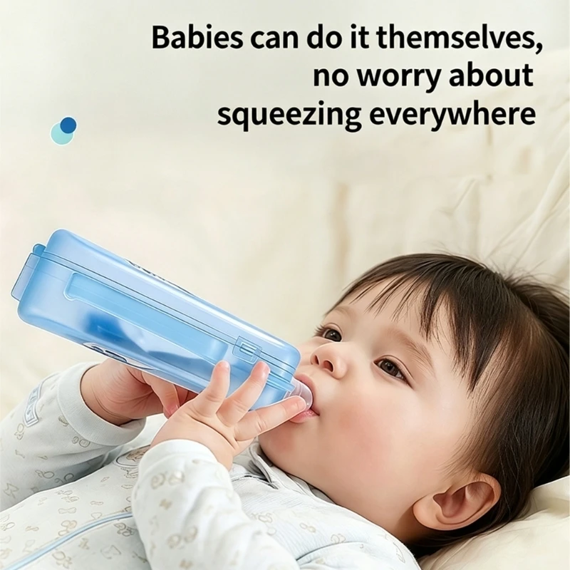 Set of 2 Piece Infant Dispenser Box With Secure Locking Design Ensures Tidy Eating Experience During Travel 15UB