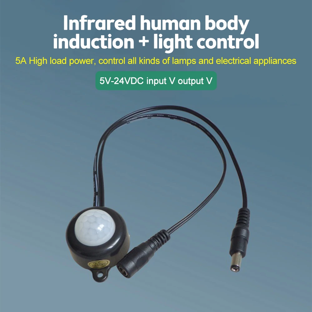 Imagem -02 - Pir Movimento Ativado Sensor Interruptor de Luz Detector de Sensor de Movimento Humano dc Interruptor para Tira de Luz Led Automático dc 5v 24v 5a