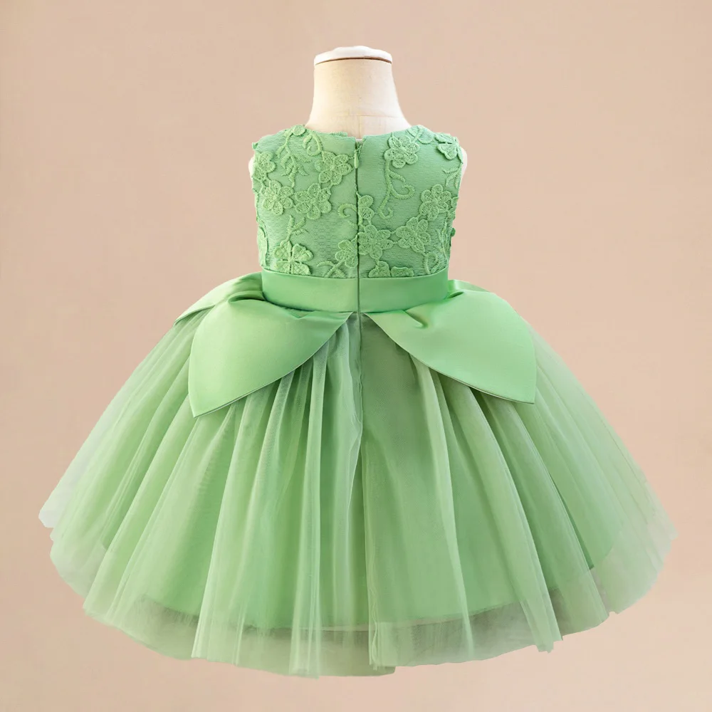 Girls Wizard Lace Party Dress Kids Flower Fairy Green Princess Tutu Gown Cute Girls Birthday Wedding Clothes Children Flash Wear