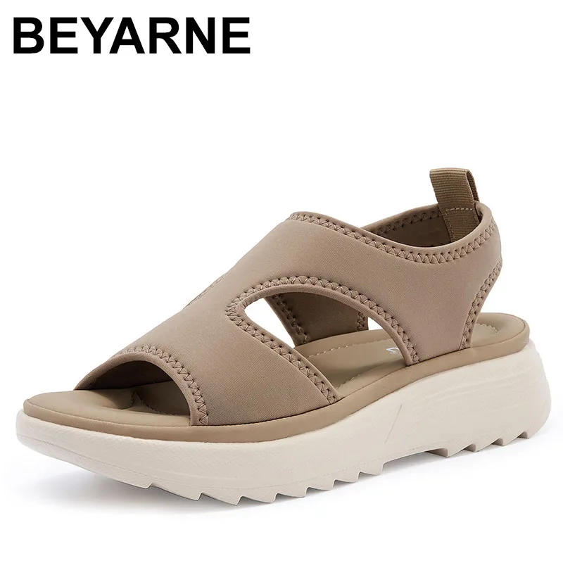 

Женские повседневные босоножки на каблуке, легкие, противоскользящие, удобные Sports oes, высокий верх, средний каблук, подошва MD