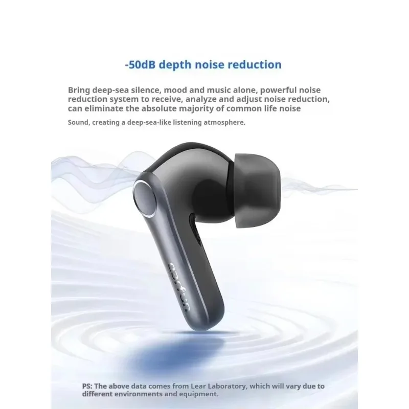 EarFun Air Pro4 Auricolare Bluetooth HI-FI Riduzione attiva del rumore IPX5 Impermeabile Durata della batteria di 52 ore Cuffie Hi-Fi per giocatori personalizzate