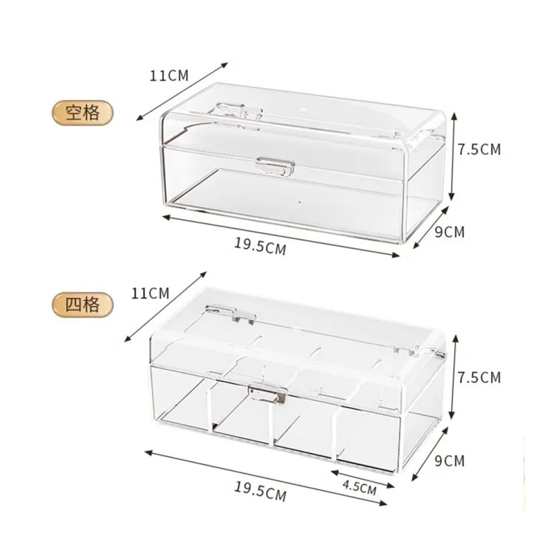 積み重ね可能なアクリル製メイクブラシ収納ボックス（蓋付き）、透明メイクスポンジオーガナイザー、防塵コスメティックツールパフ収納ケース