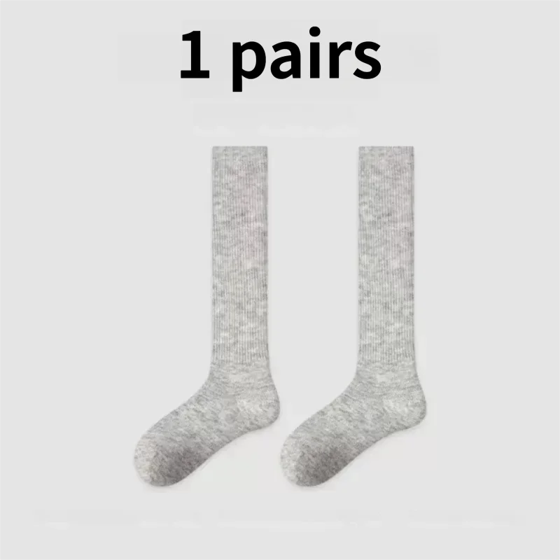 

Heye 1 Pair of Autumn and Winter Breathable Thick Casual Light Gray Wool Warm Knee-High Socks