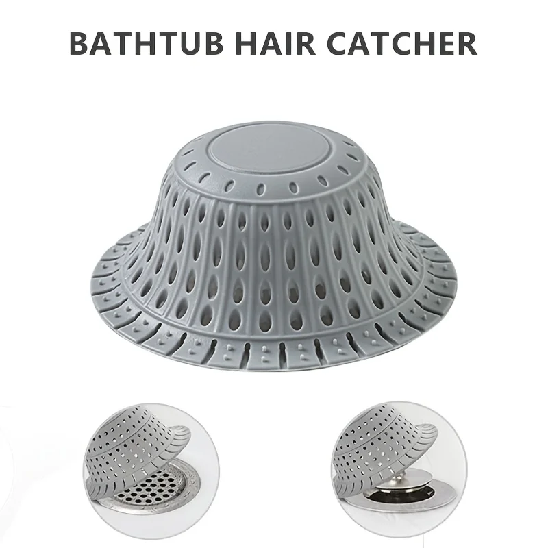 

1pc Bathtub Drain Hair Catcher, High-Quality Silicone Shower Hair Catcher, Foldable Hair Guard Suitable for Pop-Up&Showers
