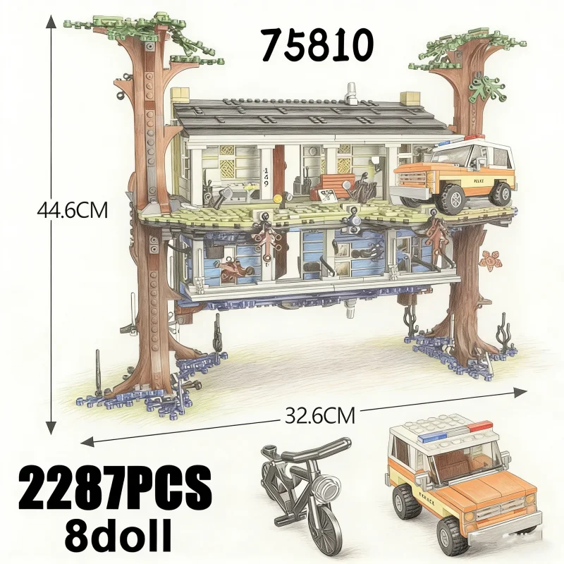75810 Vreemde Verhaal Tekens Ondersteboven Model Gift 2287 Stuks Monteren Baksteen Kinderen Educatief Speelgoed