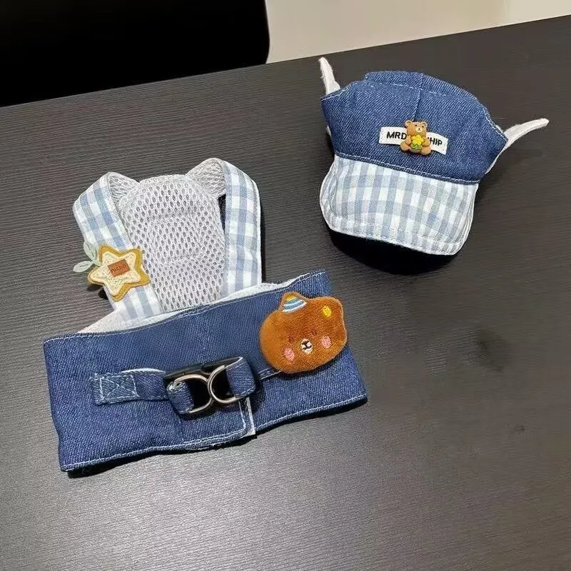 봄과 가을용 애완동물 가슴줄과 등줄, 강아지와 고양이 옷, 곰과 데님 스타일 가슴줄과 등줄, 귀여운 애완동물 짧은 스타일, 당길 수 있음