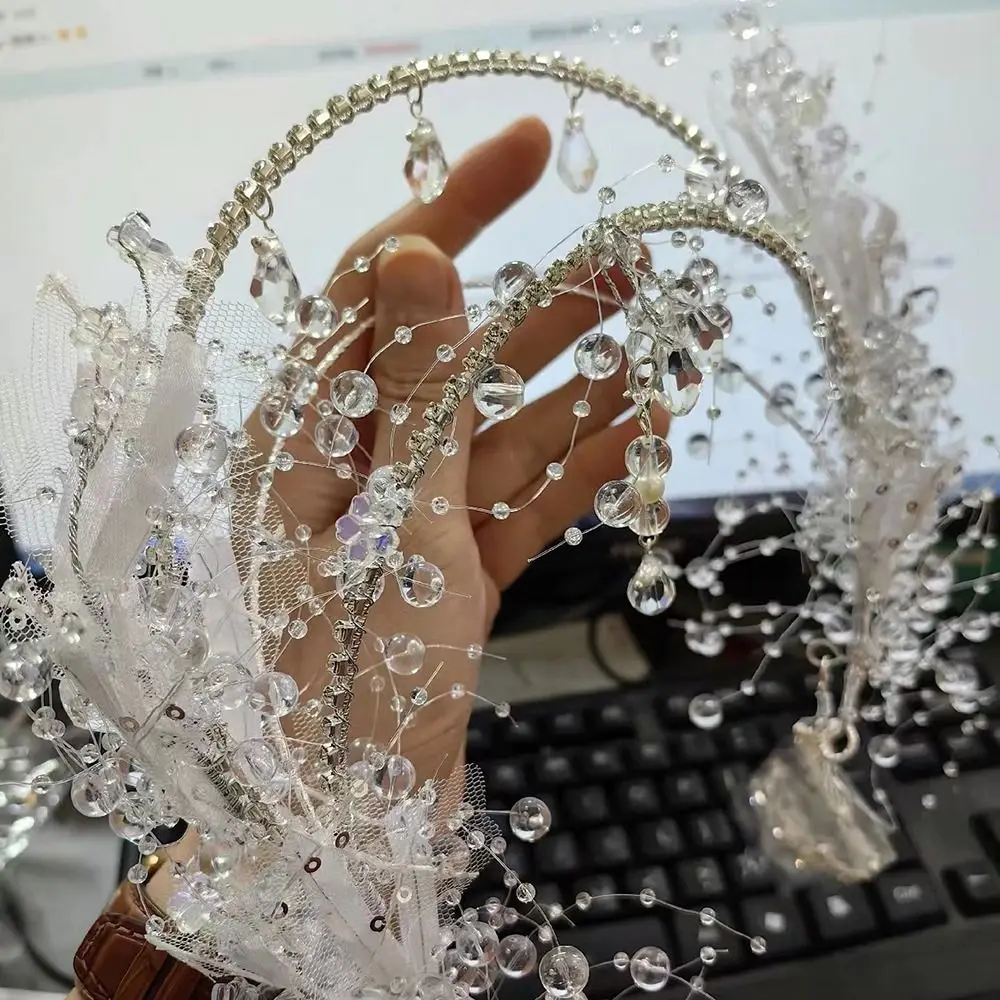الحلو الجنية العروس كريستال تاج أقراط مشرقة مرصعة بالجواهر كريستال الشعر هوب تيارا الفاخرة رائعة حجر الراين عقال النساء