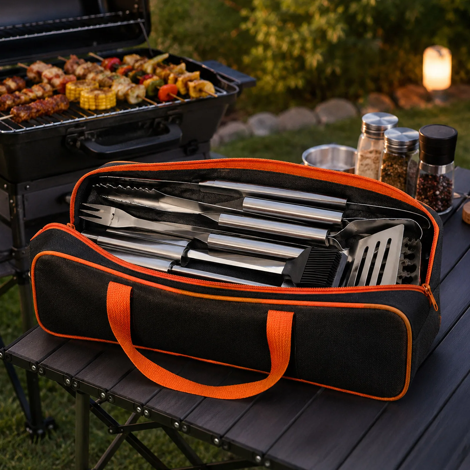 Grill Tool Storage Bag Heavy-Duty Grill Utensil Storage Large Capacity Grill Accessory Storage Accessories Storage Compatible