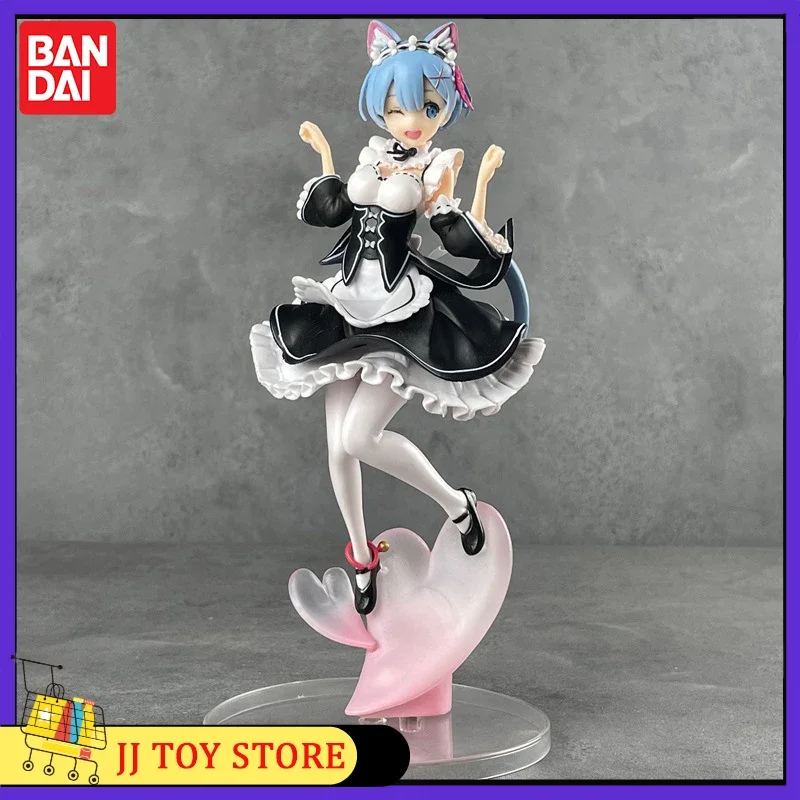 

22cm Anime Maid Rem Blue Hair Cat Ears Cute Girl Skirt Kawaiin Girl Action Figure Pvc Model Doll Adult Collectible Kid Toys Gift